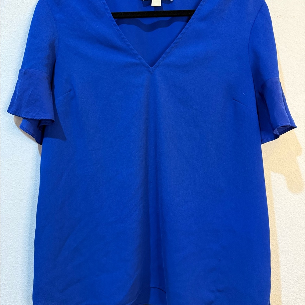Michael Kors Blue Flutter Sleeve Blouse